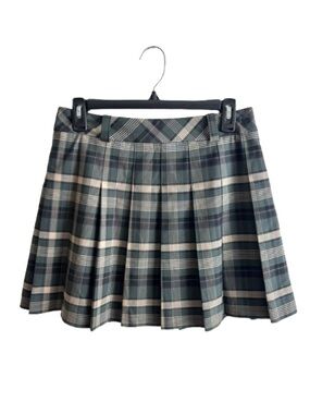 Aritzia Sunday Best Olive Green Plaid Pleated Mini Skirt Size 8